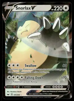 Snorlax V 141/202 Holo V Rare Sword & Shield Pokemon Near Mint - Image 1