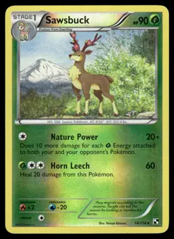 Sawsbuck 14/114 Rare Black & White Pokemon Reverse Holo Near Mint - Image 1