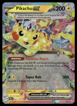 Pikachu ex 057/191 Double Rare Surging Sparks Pokemon Near Mint - Image 1