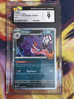Pokemon TCG - Gengar 057/091 CGC 9 MINT Trick or Trade 2024 Cosmos Holo - Image 1
