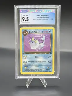 2000 Pokemon Team Rocket 1st Edition #45 Dark Vaporeon CGC 9.5 Gem Mint - Image 1