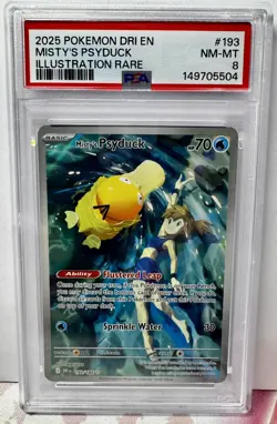 2025 POKEMON DRI EN-DESTINED RIVALS ILLUSTRATION RARE #193 MISTY'S PSYDUCK PSA 8 - Image 1