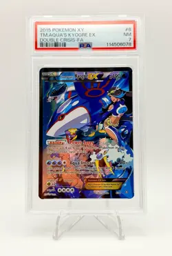 2015 POKEMON XY DOUBLE CRISIS FULL ART TEAM AQUA'S KYOGRE EX 6/34 PSA 7 - Image 1