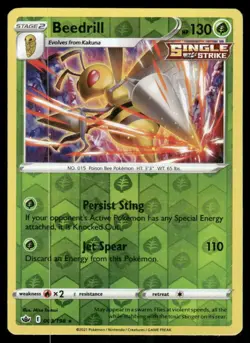 POKEMON BEEDRILL CHILLING REIGN 003/198 HOLO REVERSE HOLO R MP - Image 1