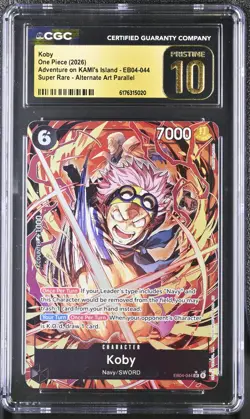 One Piece GRADED Koby OP15-EB04 KAMI's Island SR Alt Art PRISTINE 10 CGC ENG - Image 1