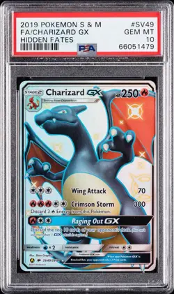 2019 POKEMON SUN & MOON HIDDEN FATES #SV49 FULL ART/CHARIZARD GX PSA 10 - Image 1