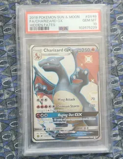 2019 POKEMON SUN & MOON HIDDEN FATES #SV49 FULL ART/CHARIZARD GX PSA 10 - Image 1