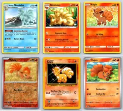 (6) Ninetales Vulpix Pokemon Card Lot Reverse Holo Base Set Rare TCG Collection - Image 1