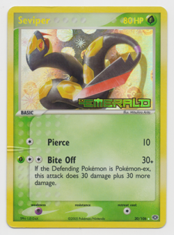 Seviper 20/106 Reverse Holo Stamped EX Emerald Pokemon Card - Image 1