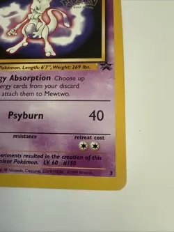 Pokemon Mewtwo 3 Black Star Promo Card 1999 TCG English ENG Kids WB Movie Stamp - Image 5