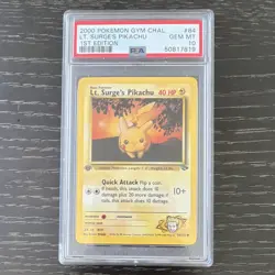 2000 Pokemon Gym Challenge Lt. Surge's Pikachu 1st Ed PSA 10 84/132 - Image 1