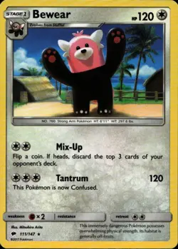 BEWEAR 111/147 Pokemon Card Burning Shadows Near Mint - Image 1
