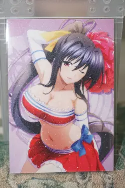 Akeno Himejima Red Cheerleader High School DxD Sexy Waifu Textured Custom Card - Image 2