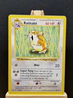 Pokemon TCG 1999 WOTC Shadowless Base Set Raticate 040/102 - Near Mint - Image 1
