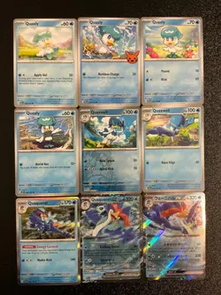 9 Quaxly Quaxwell Quaquaval Pokemon TCG collection set Starter water Duck 🦆💦 - Image 1