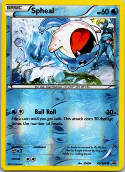 Spheal 45/160 Common Primal Clash Pokemon Reverse Holo Near Mint - Image 1