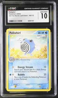 CGC 10 GEM MINT Poliwhirl 2004 EX Fire Red & Leaf Green 46/112 Pokemon Card - Image 1