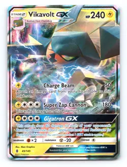 Vikavolt GX 45/145 Holo Ultra Rare Guardians Rising Pokemon Holo Near Mint - Image 1