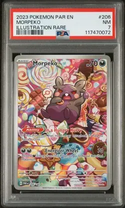Pokemon Morpeko 206/182 SV04: Paradox Rift Holo PSA 7 - Image 1