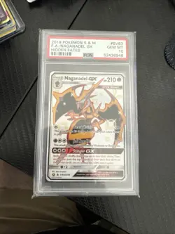 Pokemon Naganadel GX TCG SV63/SV94 Hidden Fates Full Art PSA 10 - Image 1