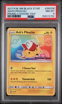 Ash's Pikachu SM108 2017 POKEMON SM BLACK STAR PROMO | I CHOOSE YOU! - Image 1