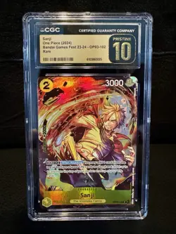 CGC PRISTINE 10 ENGLISH Sanji #OP03-102 2024 One Piece Bandai Games Fest '23 - Image 1