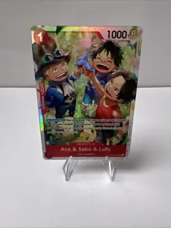 Namco Ace & Sabo & Luffy OP13-007 Carrying On His Will Foil Super Rare 1000 - Image 1