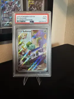 Pokemon TCG Bulbasaur Stellar Crown Illustration Rare Holo Card 143/142 PSA 9 - Image 1