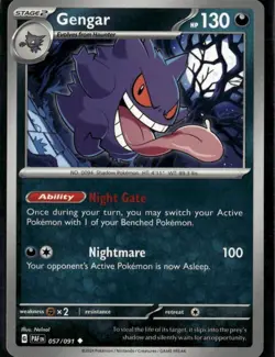 Gengar Uncommon SV: Paldean Fates 057/091 Darkness Normal Pokemon Card - Image 1