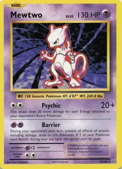 Pokemon TCG Mewtwo #51/108 XY - Evolutions NM - Image 1