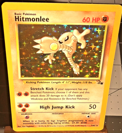 Hitmonlee Holo 1999 Pokemon 7/62 Unlimited TCG Fossil Rare WoTC Vintage NM/M - Image 1