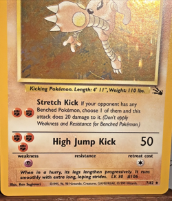 Hitmonlee Holo 1999 Pokemon 7/62 Unlimited TCG Fossil Rare WoTC Vintage NM/M - Image 2