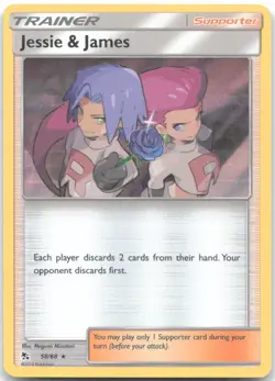 JESSIE & JAMES 58/68 Holo Rare Hidden Fates Pokemon Near Mint - Image 1