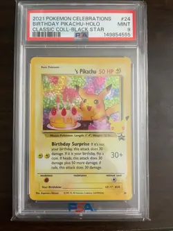 2021 POKEMON CELEBRATIONS CLASSIC COLLECTION #24 BIRTHDAY PIKACHU-HOLO PSA 9 - Image 1