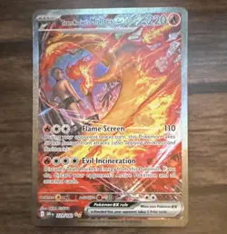 Pokemon TCG Team Rocket's Moltres ex 229/182 Sv10 SIR Full Art Holo 220 HP - Image 1