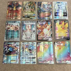 JUMBO Pokemon TCG Holo 12-Card Lot V/VMAX/VSTAR/EX/Mega Charizard Pikachu - Image 1