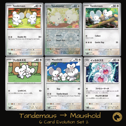 Tandemaus & Maushold Pokemon Evolution Collection | Set 02 | 6 Cards - Image 1
