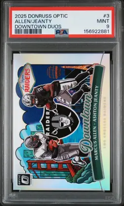 2025 PANINI DONRUSS OPTIC DOWNTOWN DUOS #3 ASHTON JEANTY/MARCUS ALLEN PSA 9 - Image 1