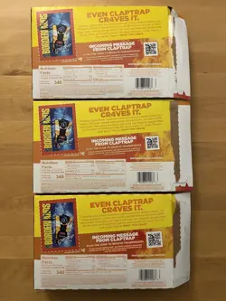3 BORDERLANDS CLAPTRAP MOVIE CARDS ON WHITE CASTLE Sliders HAMBURGERS BOX Promo - Image 1