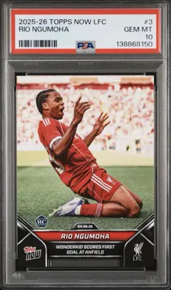 RIO NGUMOHA 2025-26 TOPPS NOW #3 PSA 10 ROOKIE RC LIVERPOOL - Image 1