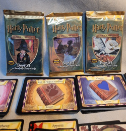 WOTC Harry Potter TCG Base Set Card Lot + 3 Vintage SEALED BOOSTER Packs 2001 - Image 2