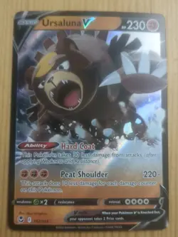 Pokemon TCG Ursaluna V 102/195 Silver Tempest Ultra Rare Foil Card NM - Image 1