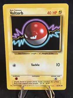 Voltorb 67/102 Base Set Unlimited WOTC Pokemon TCG LP Condition Vintage - Image 1