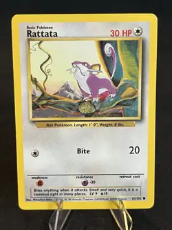 Rattata 061/102 Base Set Unlimited WOTC Pokemon TCG LP Condition Vintage - Image 1