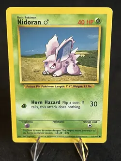 Nidoran M 055/102 Base Set Unlimited WOTC Pokemon TCG LP Condition Vintage - Image 1