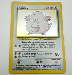 Pokemon Chansey Base Set 3/102 Holo Rare English 120 HP 1999 Basic Sugimori - Image 1