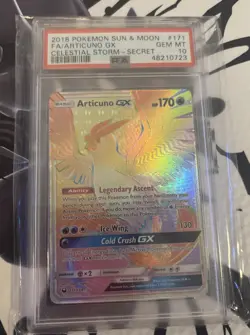 Articuno GX 171/168 PSA 10 Gen Mint Secret Rare Celestial Storm Pokemon Low Pop - Image 1