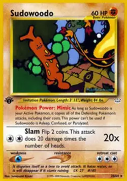 Sudowoodo - 26/64 - Rare - 1st Edition HP, English Pokemon Neo Revelation - Image 1
