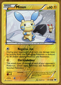 Minun - 40/108 ~ Reverse Holo ~ B&W Dark Explorers ~ Mint!! - Image 1
