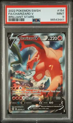 2022 Pokemon Sword Shield Brilliant Stars 154 Charizard PSA 9 Mint - Image 1